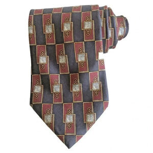 Christian Dior Cravate VINTAGE Tie 100% silk navy blue Geometric Print 57"